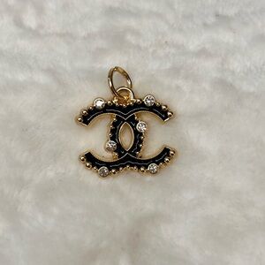 Authentic Chanel Rhinestone CC Zipper Pull Pendant Gold